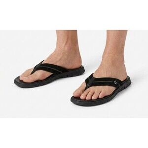 Cole Haan Zerogrand Men's Black Leather Thong Sandals Size 12M C35173 Flip Flop